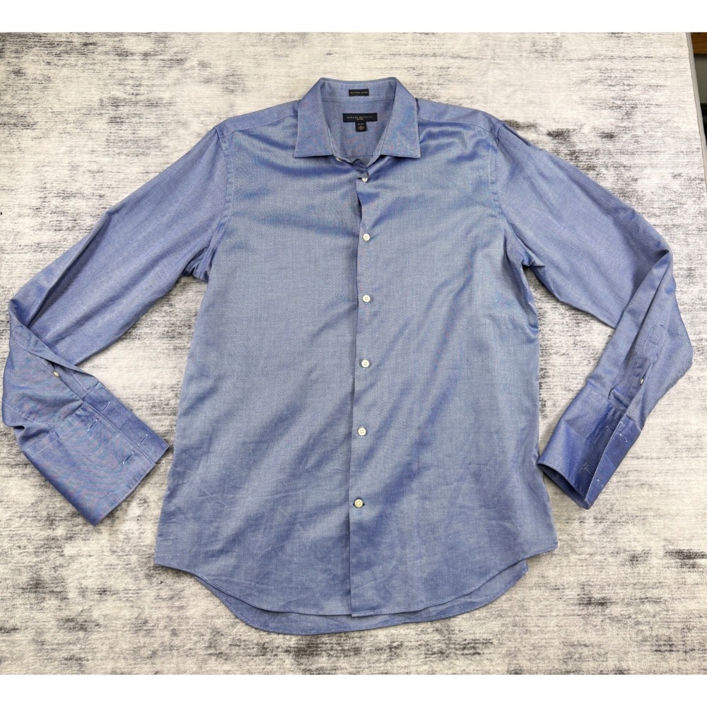 Banana Republic Egyptian Cotton Fitted French Cuff Dress Shirt Blue Mens 16 L